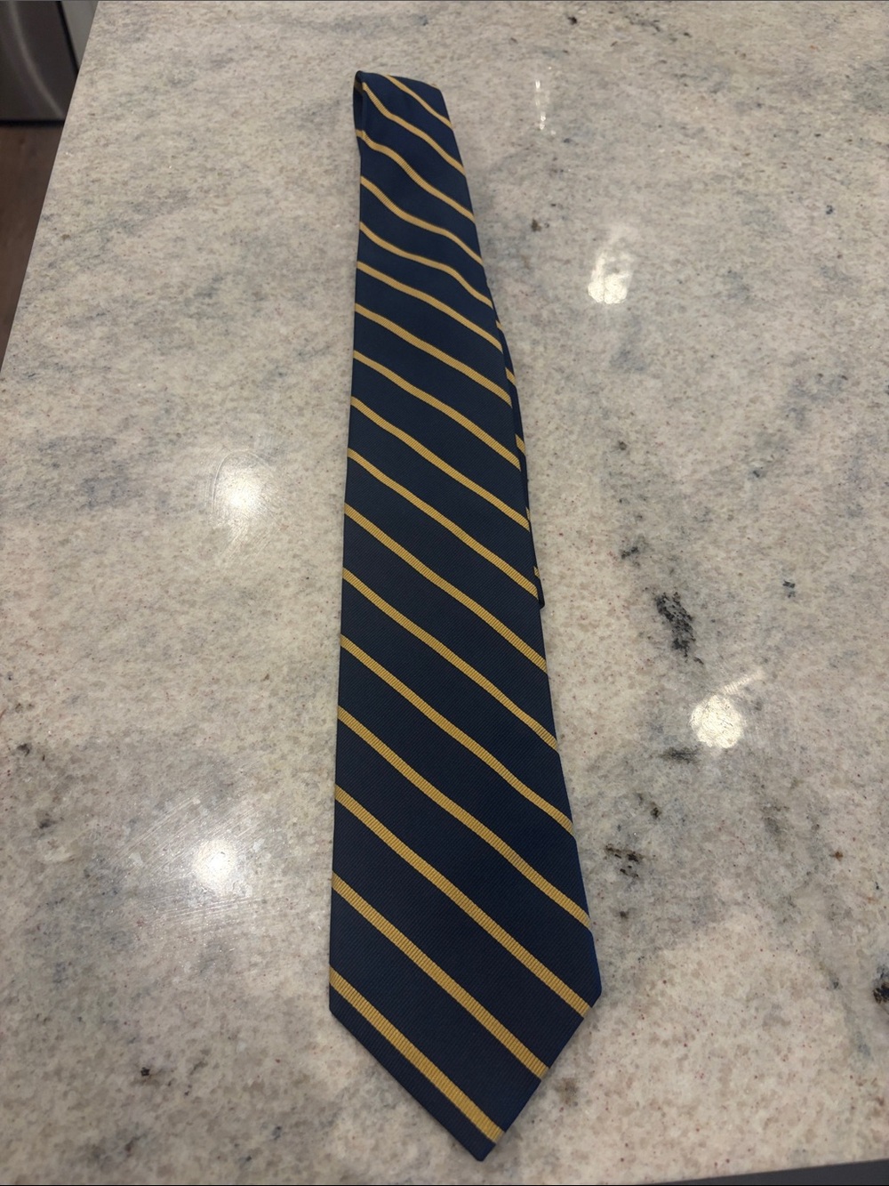 Men's Navy and Gold Striped Silk Tie
